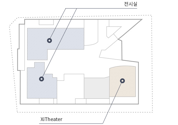 2층 전시실, 기획전시실, Xi Theater 위치도